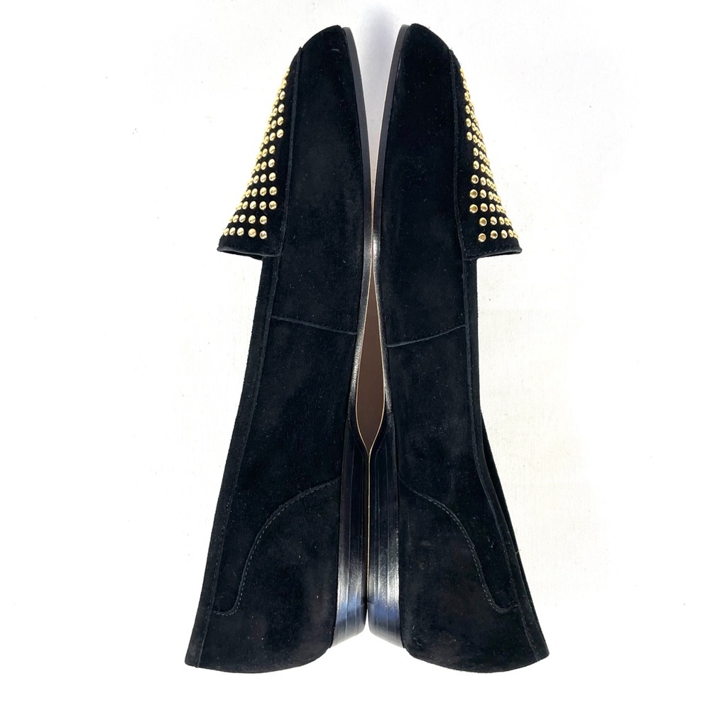 Enzio Angiolini Lieutenant Black Suede Gold Studded Loafer Flats Size Womens 9M - Picture 4 of 6